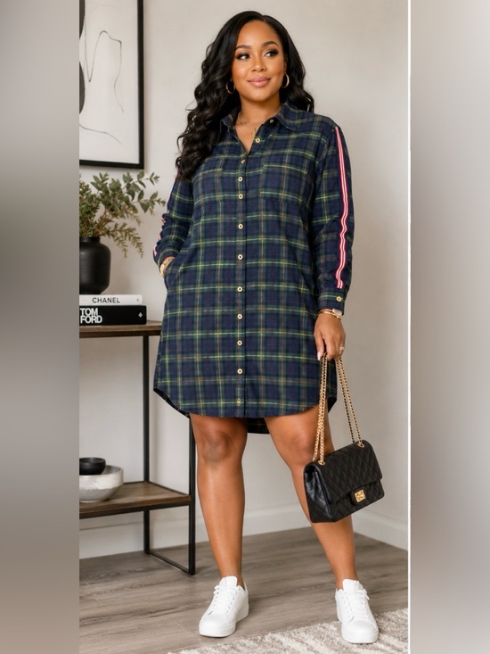 Dresses & Skirts - Plaid Button-Front Shirt Dress